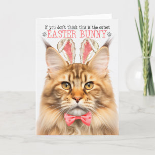 Cartes Pour Fêtes Annuelles Ginger Tabby Maine Coon Chat Bunny Oreilles pour P