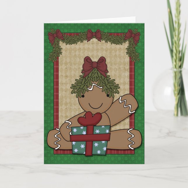 Cartes Pour Fêtes Annuelles Gingerbread Cookie - Fille (Devant)
