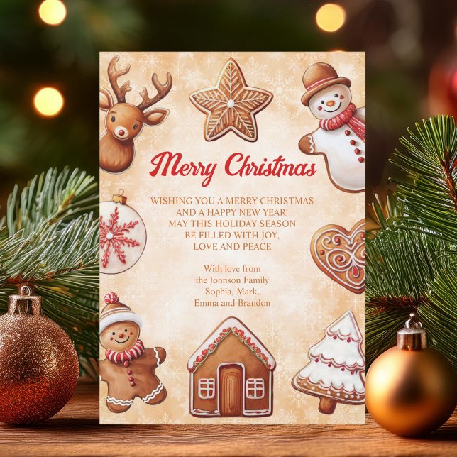 Cartes Pour Fêtes Annuelles Gingerbread Cookies Brown Arrière - plan Noël (Créateur téléchargé)