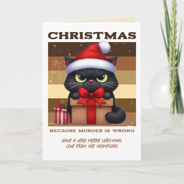 Cartes Pour Fêtes Annuelles Gingerbread Glow Funny Cat Retro Christmas Photo (Devant)