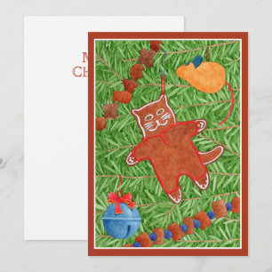 Cartes Pour Fêtes Annuelles GINGERBREAD KITTY Meowy Christmas 5x7 Card 3