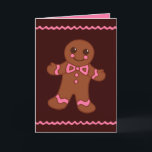 Cartes Pour Fêtes Annuelles Gingerbread Man Card<br><div class="desc">A big gingerbread boy with pink icing is the focal point of this Christmas card! The designs are from original illustrations.</div>