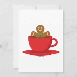 Cartes Pour Fêtes Annuelles Gingerbread Man Relaxing In Hot Chocolate Red Cup