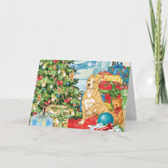 Cartes Pour Fêtes Annuelles Gingerbread Wings Pit Bull Terrier Art de Noël (Devant)