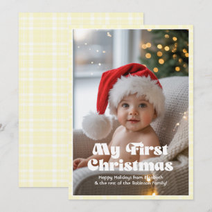 Cartes Pour Fêtes Annuelles Gingham Chantilly de Citron Mon Premier Noël Bébé
