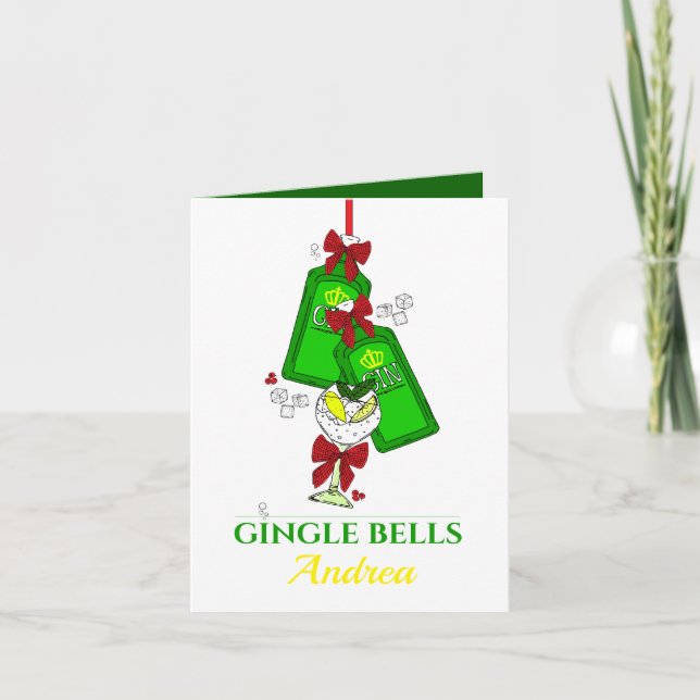 Cartes Pour Fêtes Annuelles Gingle Bells Gin Lover Noël Cocktails (Devant)