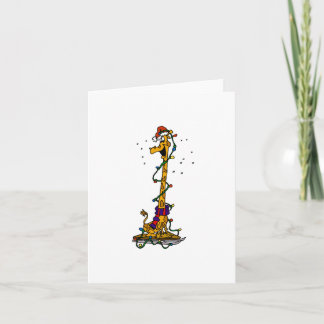Cartes Pour Fêtes Annuelles Girafe aux lumières sur traîneau