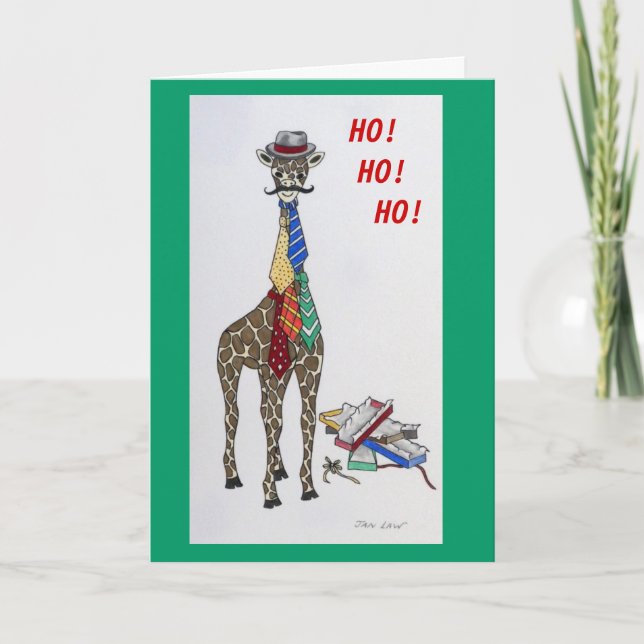 Cartes Pour Fêtes Annuelles Girafe avec des cravates (Devant)