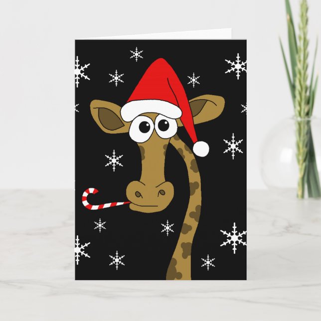 Cartes Pour Fêtes Annuelles Girafe de Christmas (Devant)