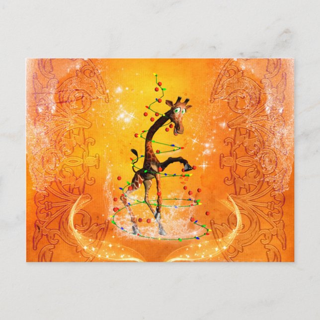 Cartes Pour Fêtes Annuelles Girafe de Noël (Devant)
