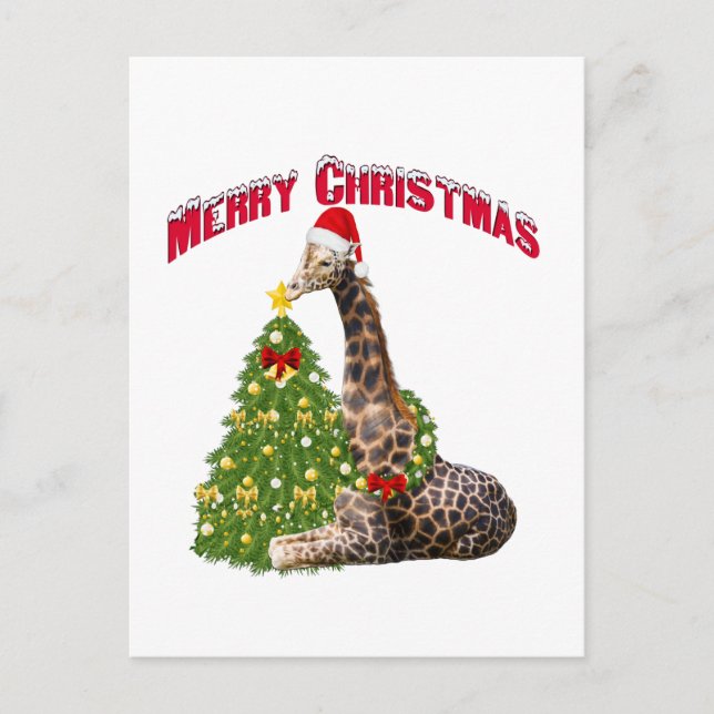 Cartes Pour Fêtes Annuelles Girafe de Noël (Devant)