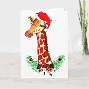 Cartes Pour Fêtes Annuelles Girafe de Noël