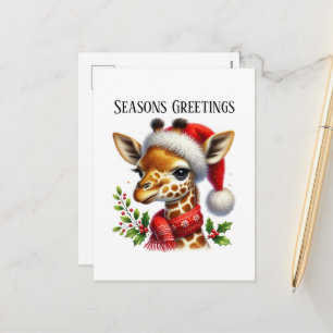 Cartes Pour Fêtes Annuelles Girafe de Noël festif Joyeux Noël 