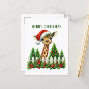 Cartes Pour Fêtes Annuelles girafe de Noël festive ajouter le message