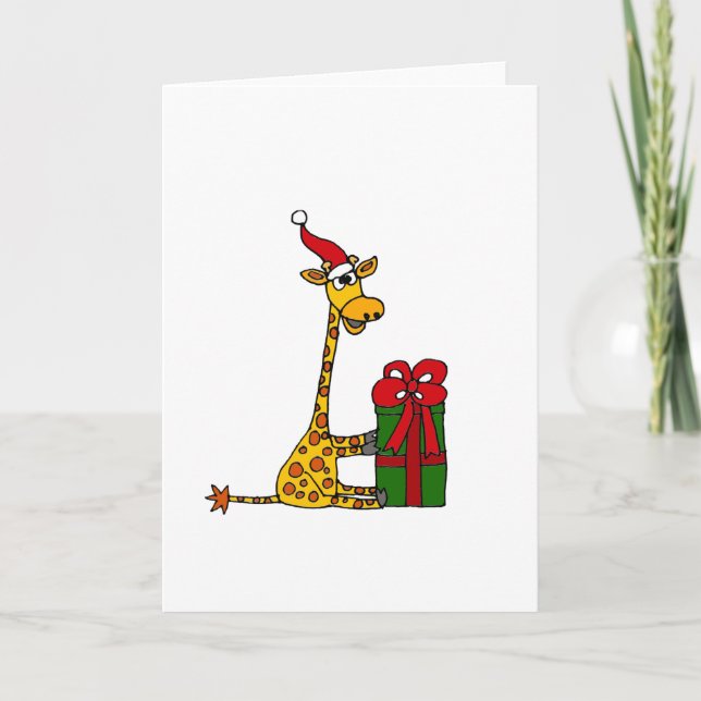 Cartes Pour Fêtes Annuelles Girafe drôle dans la conception de Noël de (Devant)