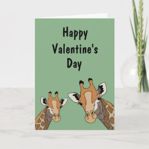 Cartes Pour Fêtes Annuelles Girafe Drôle Vert Saint-Valentin