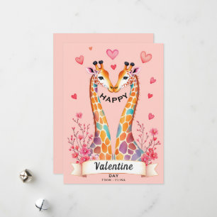 Cartes Pour Fêtes Annuelles Girafe romantique pour la Saint-Valentin