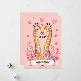 Cartes Pour Fêtes Annuelles Girafe romantique pour la Saint-Valentin 