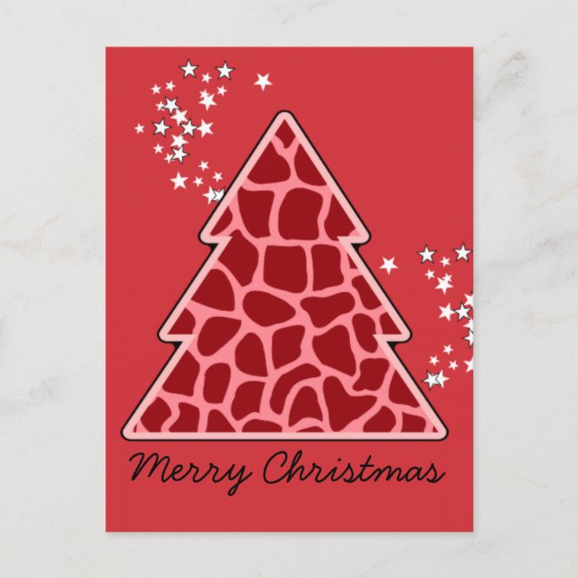 Cartes Pour Fêtes Annuelles Girafe rouge sapin de Noël (Devant)