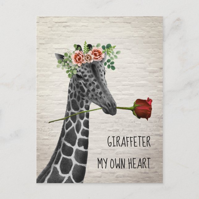 Cartes Pour Fêtes Annuelles Girafe ter Mon Coeur Boho Girafe Saint-Valentin (Devant)