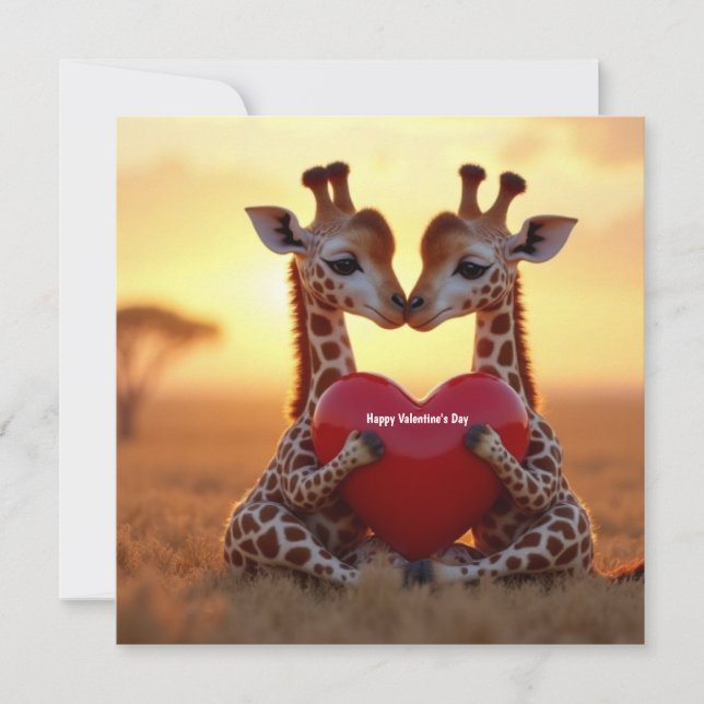 Cartes Pour Fêtes Annuelles Girafes mignonnes pour la Saint-Valentin  (Devant)