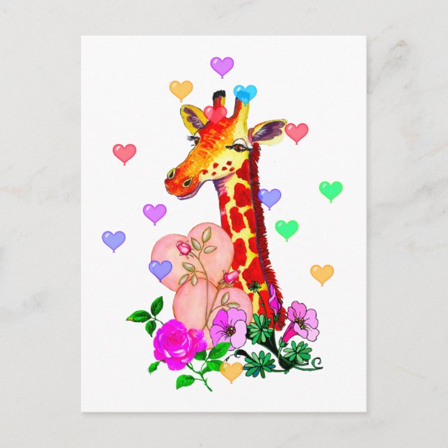 Cartes Pour Fêtes Annuelles Giraffe de la Saint-Valentin (Devant)