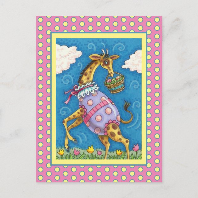 CARTES POUR FÊTES ANNUELLES GIRAFFE D'OEUFS DE PÂQUES ET TULIPS DE PRINTEMPS M (Devant)