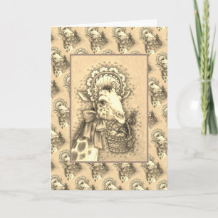 CARTES POUR FÊTES ANNUELLES GIRAFFE EN BONNET DE PÂQUES AU PRINTEMPS, BASSIN D