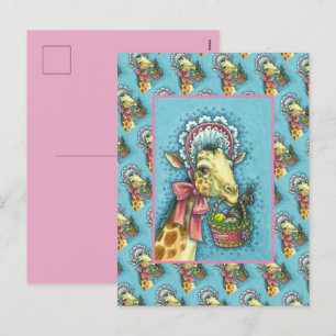 CARTES POUR FÊTES ANNUELLES GIRAFFE EN BONNET DE PÂQUES AU PRINTEMPS, BASSIN D
