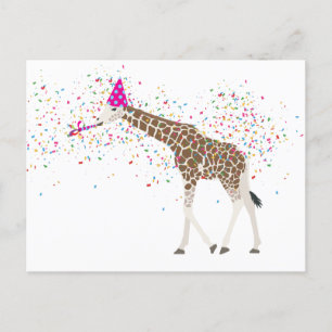Cartes Pour Fêtes Annuelles Giraffe Fête Safari Animaux ayant une fête