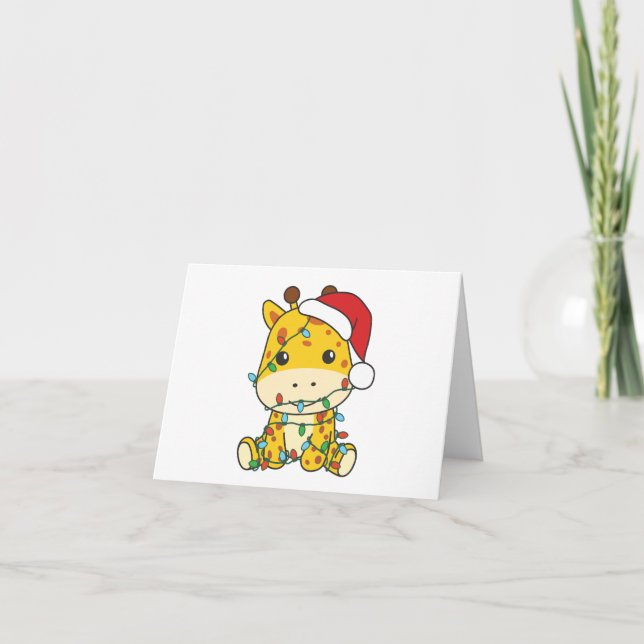Cartes Pour Fêtes Annuelles Giraffe Noël Animaux d'hiver Giraffes (Devant)