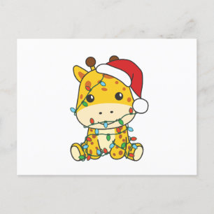 Cartes Pour Fêtes Annuelles Giraffe Noël Animaux d'hiver Giraffes