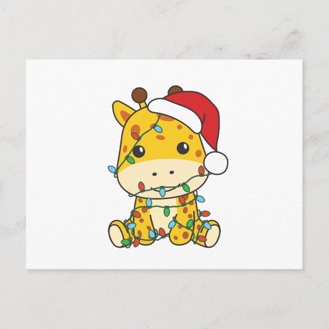 Cartes Pour Fêtes Annuelles Giraffe Noël Animaux d'hiver Giraffes (Devant)