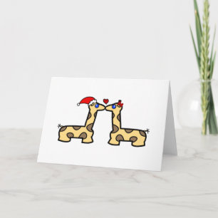 Cartes Pour Fêtes Annuelles Giraffes de baiser de Noël