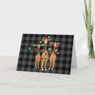 Cartes Pour Fêtes Annuelles Giraffes de Noël festives, feux verts rouges