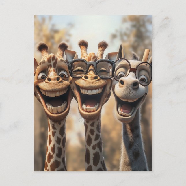 Cartes Pour Fêtes Annuelles Giraffes de toiture en lunettes (Devant)