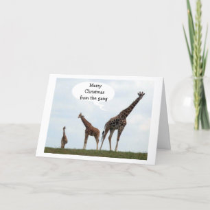CARTES POUR FÊTES ANNUELLES GIRAFFES DIT "JOYEZ NOËL DU GANG"