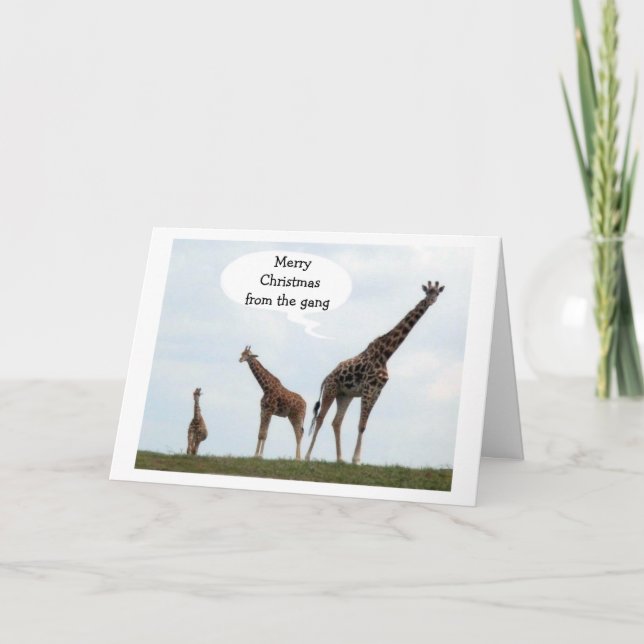 CARTES POUR FÊTES ANNUELLES GIRAFFES DIT "JOYEZ NOËL DU GANG" (Devant)