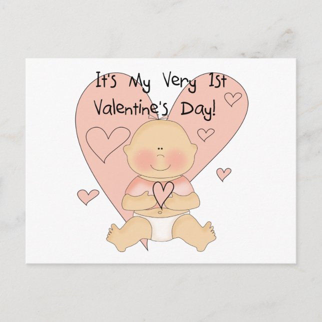 Cartes Pour Fêtes Annuelles Girl Pink Hearts 1st Valentines Tshirts (Devant)