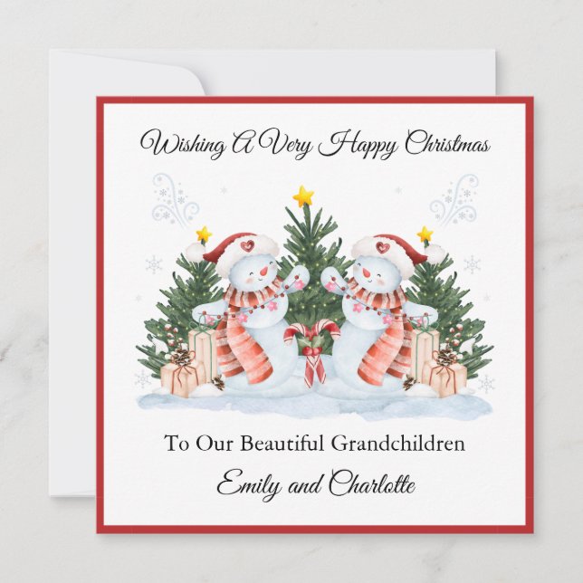 Cartes Pour Fêtes Annuelles Girl Twins First Second Christmas Snowman Card (Devant)