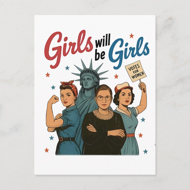 Cartes Pour Fêtes Annuelles Girl Will Be Girl Feminism Equality Womens rights (Devant)