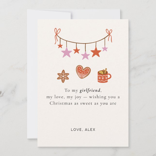 Cartes Pour Fêtes Annuelles Girlfriend Christmas Card Cute Personalized (Devant)