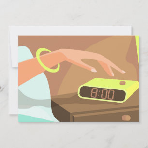 Cartes Pour Fêtes Annuelles Girls hand pushing on alarm clock snooze button