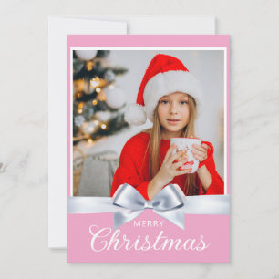 Cartes Pour Fêtes Annuelles Girly Pink One Photo Joyeux voeux de Noël