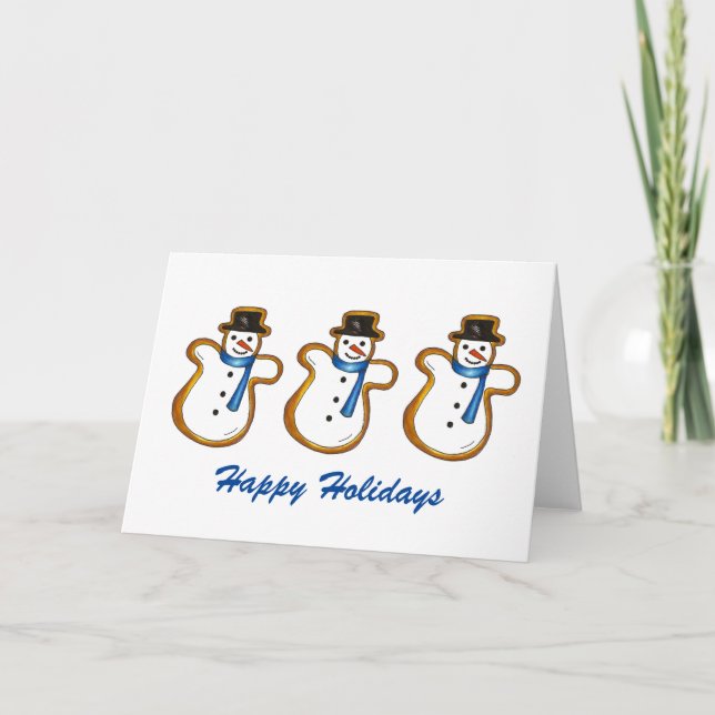 Cartes Pour Fêtes Annuelles Gite Snowman Cookie Noël Hanoukka (Devant)