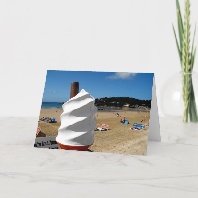 Cartes Pour Fêtes Annuelles Glace, plage de St Brelade (Devant)