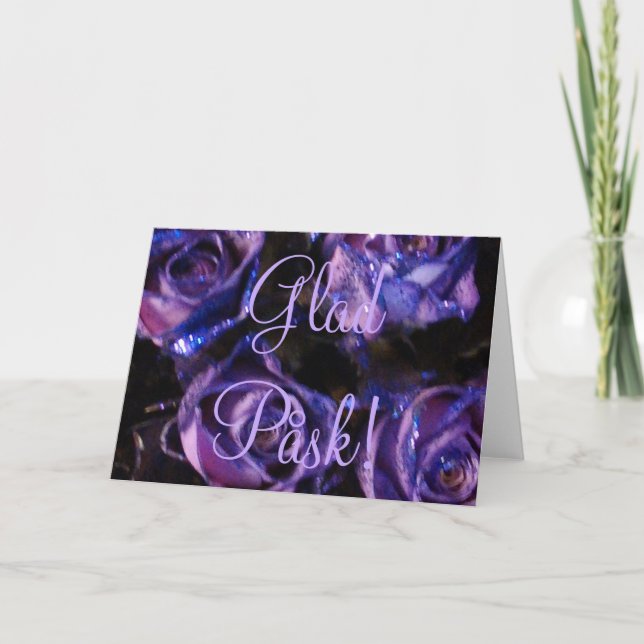 Cartes Pour Fêtes Annuelles Glad Påsk suédois Joyeux Pâques Roses violets (Devant)