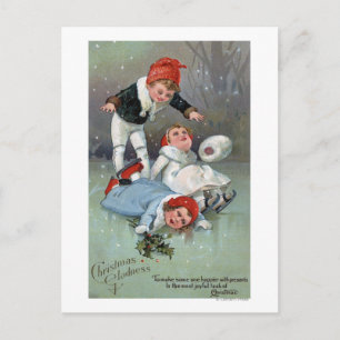 Cartes Pour Fêtes Annuelles Gladness de NoëlLes enfants de patinage sur glace