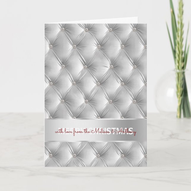 Cartes Pour Fêtes Annuelles Glam Faux Velvet gris Argent Noël (Devant)