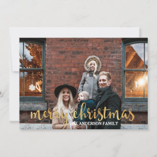 Cartes Pour Fêtes Annuelles Glam Gold Confetti 3 Photo de famille Noël